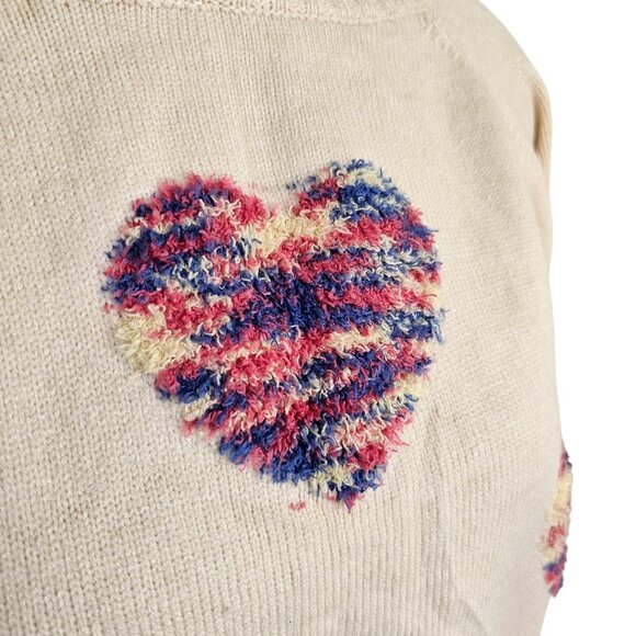 Grace & Lace Colorful Heart Patch Knit Sweater Sz M - Picture 2 of 9